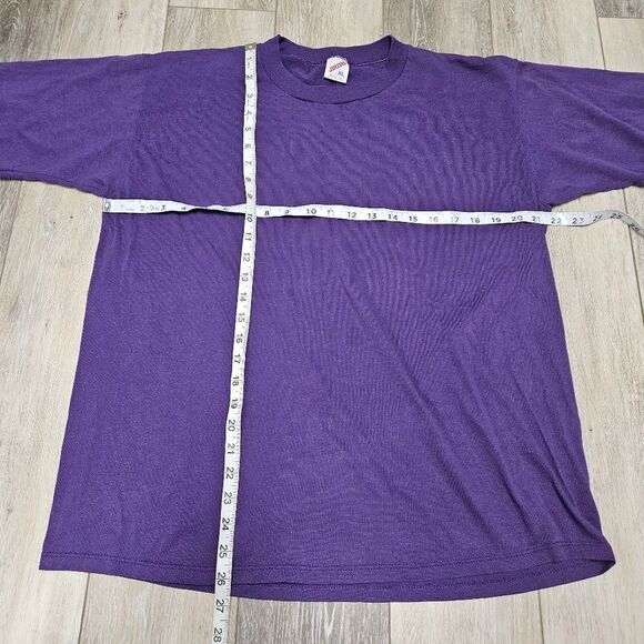 Jerzees Vintage Cotton Single Stitch USA Tee Shirt Plain Purple Unisex Womens XL - Picture 2 of 5
